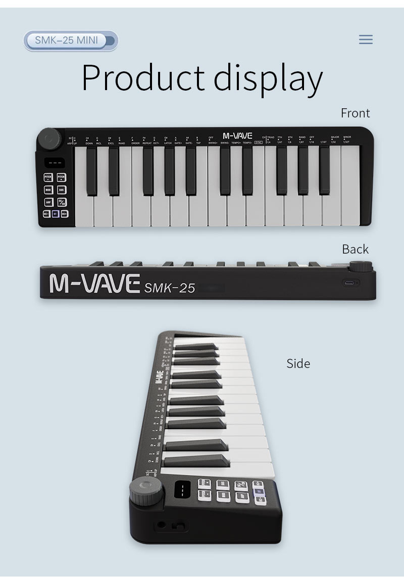 M-VAVE-Mini Teclado MIDI Recar - Midi Controller Pad recension och pris