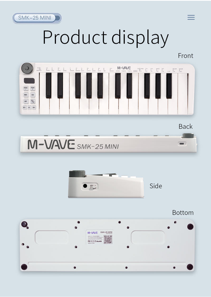 M-VAVE-Mini Teclado MIDI Recar - Midi Controller Pad recension och pris