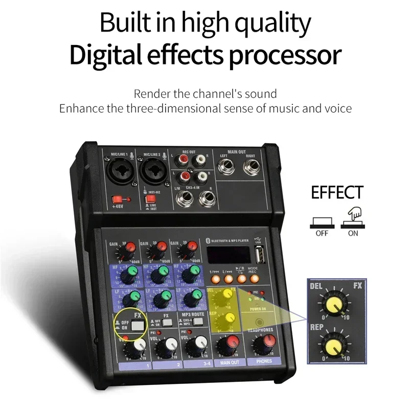 4 Channel USB Audio Mixer with - Audio Music Dj recension och pris